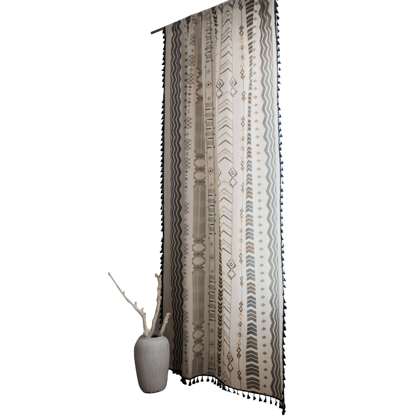 Bohemian cotton and linen curtains custom made for living room windows
