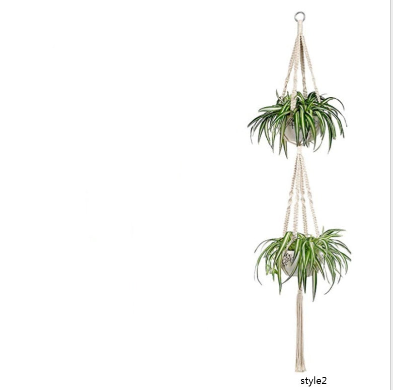 4-Pack Macrame Hanging Baskets – Boho Wall Planters & Storage Organizers