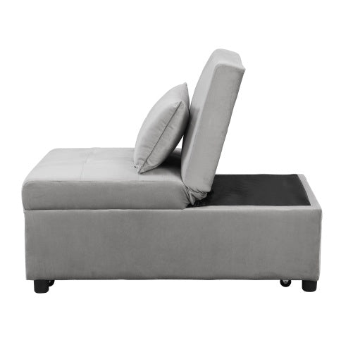 Folding Ottoman Sofa Bed Gray – Convertible Space-Saving Guest Bed for Small Spaces

