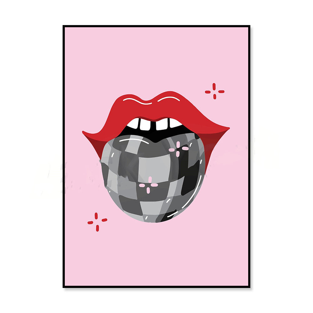Retro 70s Y2K vintage mouth poster for wall decor in bedroom or dorm