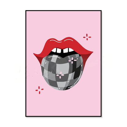 Retro 70s Y2K vintage mouth poster for wall decor in bedroom or dorm