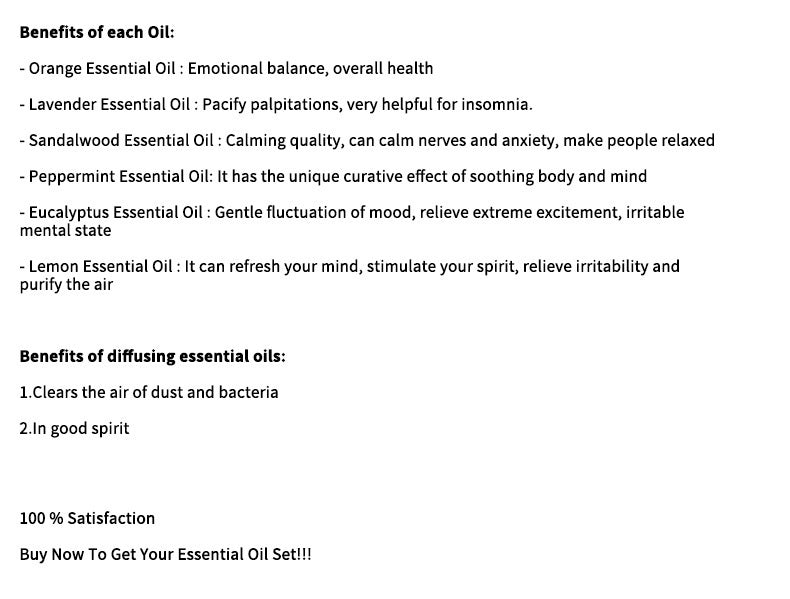 Water-soluble aromatherapy essential oil gift set for diffuser and spa