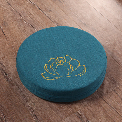 Embroidered linen lotus meditation futon cushion for yoga and mindfulness
