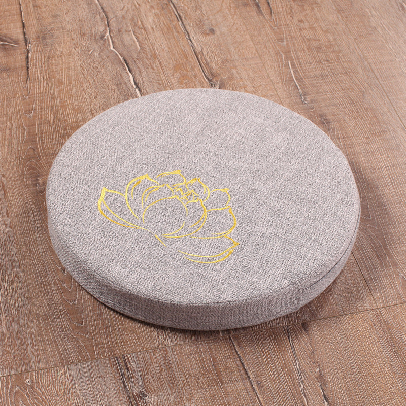 Embroidered linen lotus meditation futon cushion for yoga and mindfulness
