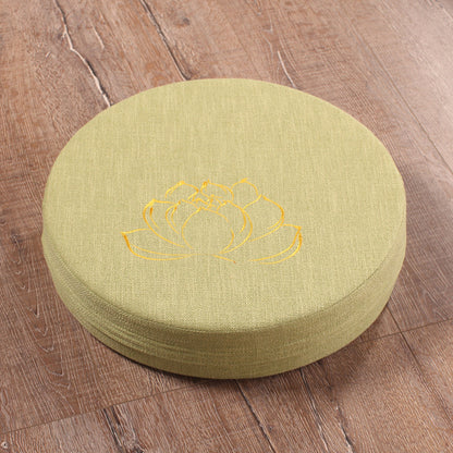 Embroidered linen lotus meditation futon cushion for yoga and mindfulness

