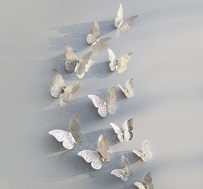 3D hollow metal butterfly wall stickers for home and bedroom decor
