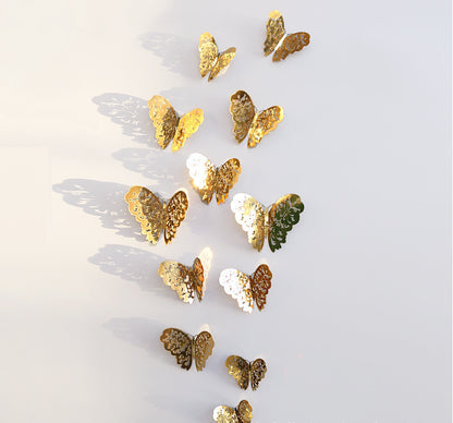 3D hollow metal butterfly wall stickers for home and bedroom decor

