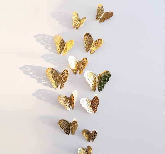 3D hollow metal butterfly wall stickers for home and bedroom decor


