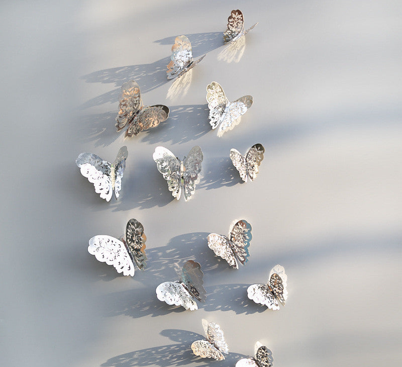3D hollow metal butterfly wall stickers for home and bedroom decor
