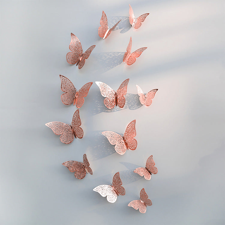 3D Metal Butterfly Wall Stickers – Hollow Design for Home & Bedroom Décor