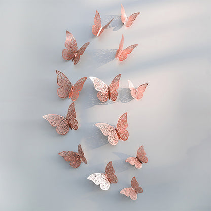 3D Metal Butterfly Wall Stickers – Hollow Design for Home & Bedroom Décor