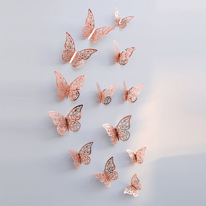 3D Metal Butterfly Wall Stickers – Hollow Design for Home & Bedroom Décor