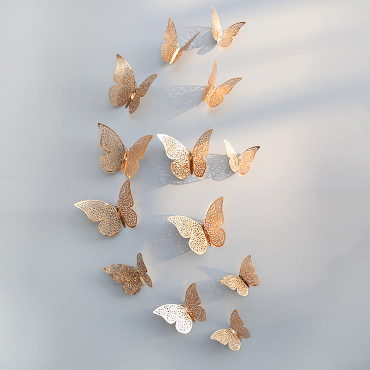 3D Metal Butterfly Wall Stickers – Hollow Design for Home & Bedroom Décor