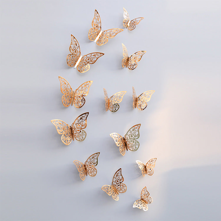 3D Metal Butterfly Wall Stickers – Hollow Design for Home & Bedroom Décor