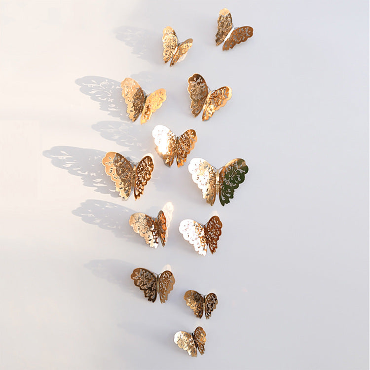 3D Metal Butterfly Wall Stickers – Hollow Design for Home & Bedroom Décor