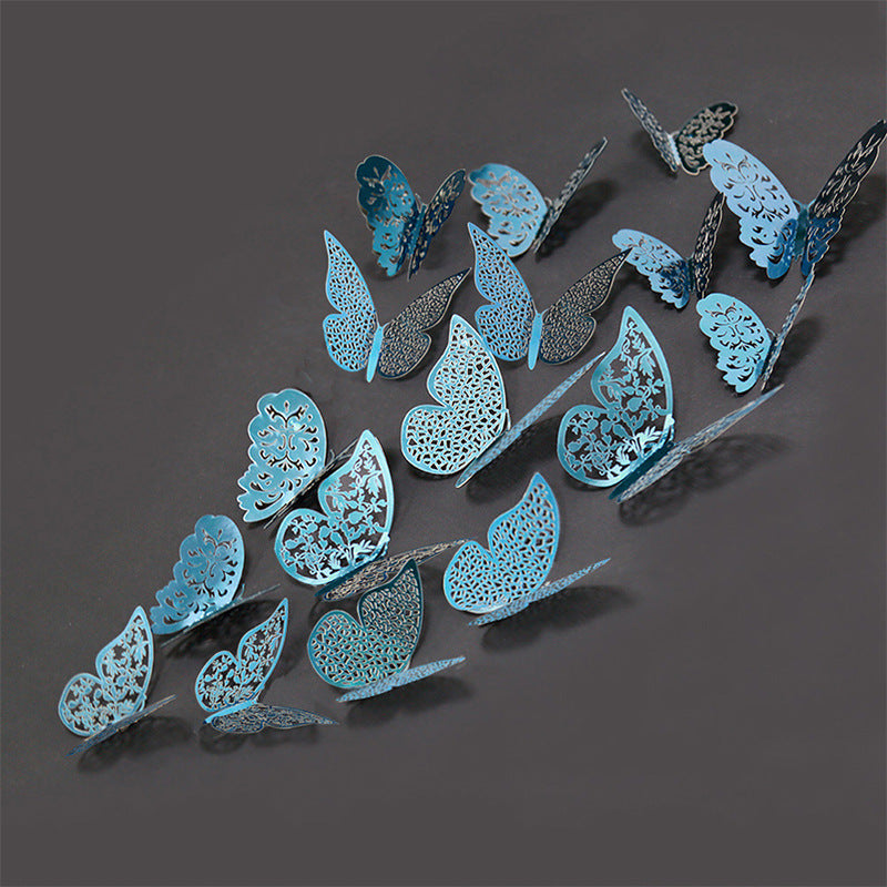 3D Metal Butterfly Wall Stickers – Hollow Design for Home & Bedroom Décor