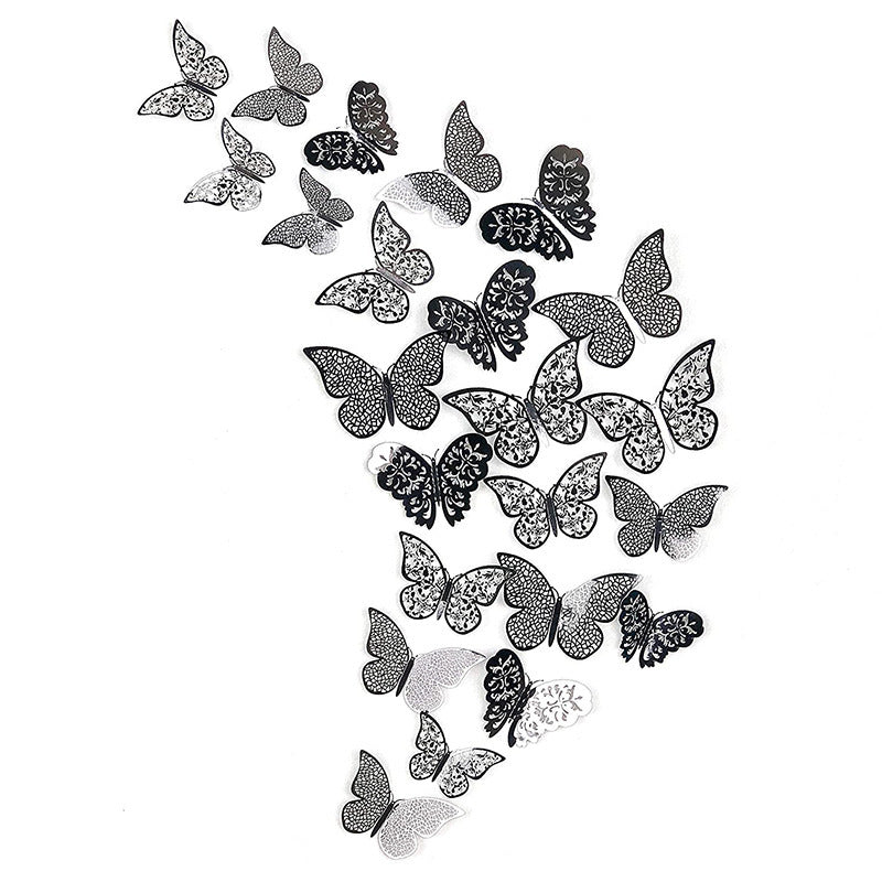 3D Metal Butterfly Wall Stickers – Hollow Design for Home & Bedroom Décor