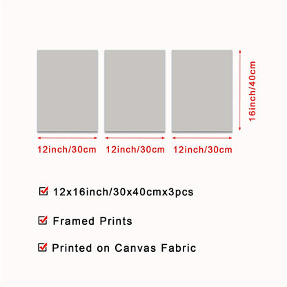 3-piece framed love theme canvas wall art with hand-in-hand design for bedroom or living room