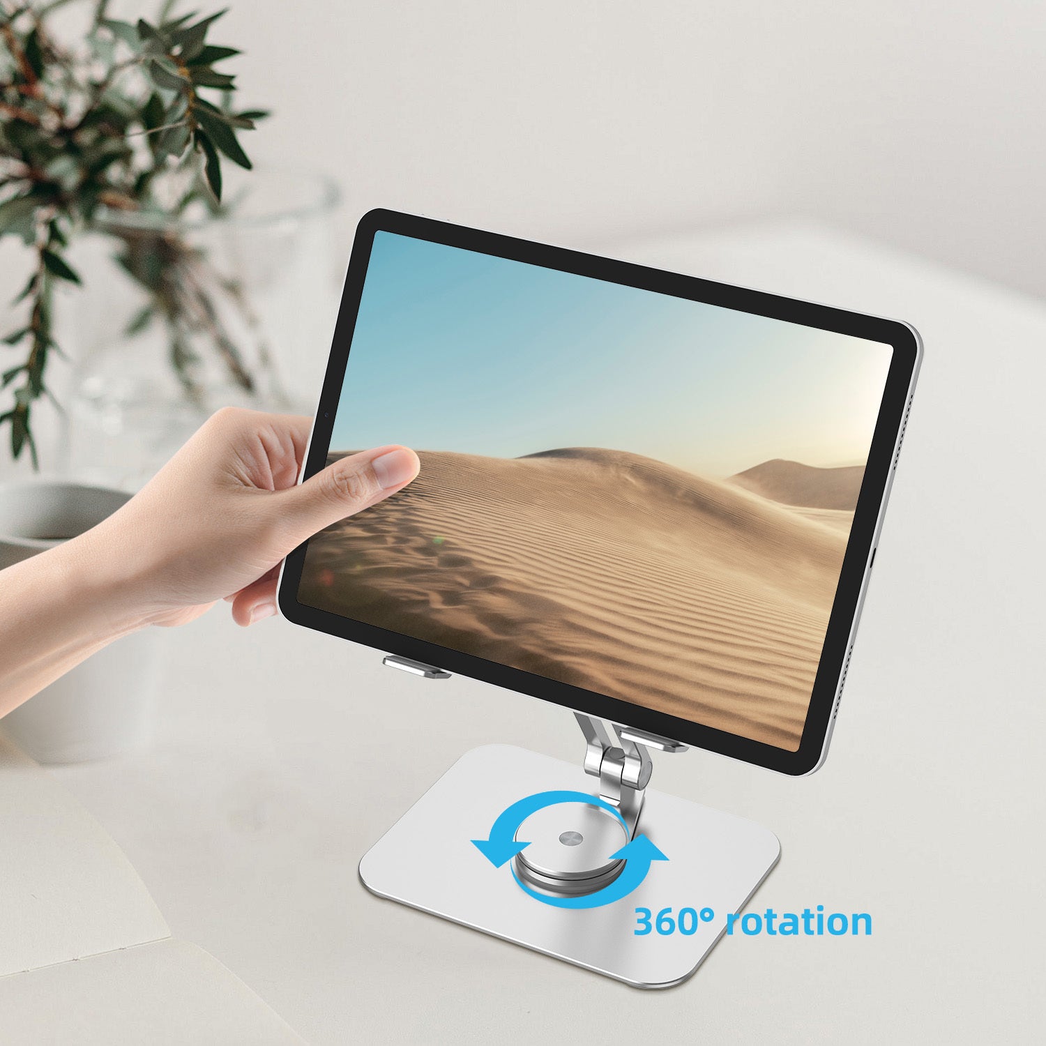 Foldable 360-degree adjustable tablet and phone stand for desk and online classes
