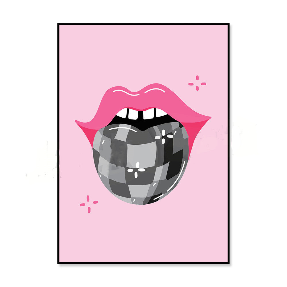 Retro 70s Y2K vintage mouth poster for wall decor in bedroom or dorm