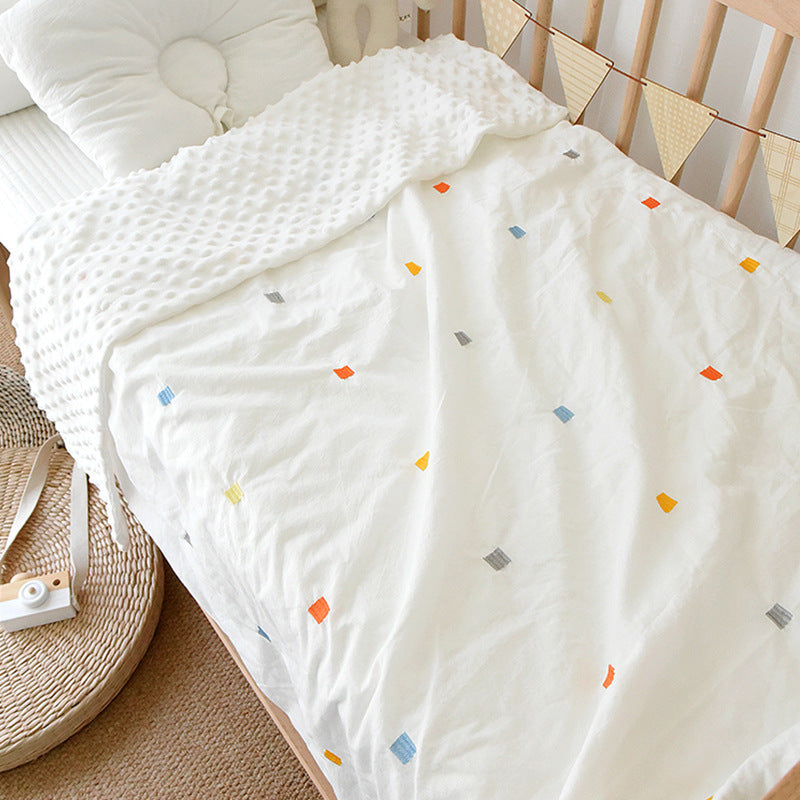 Korean embroidered cherry bear muslin cotton throw blanket for crib and bedding

