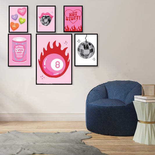 Retro 70s Y2K vintage mouth poster for wall decor in bedroom or dorm