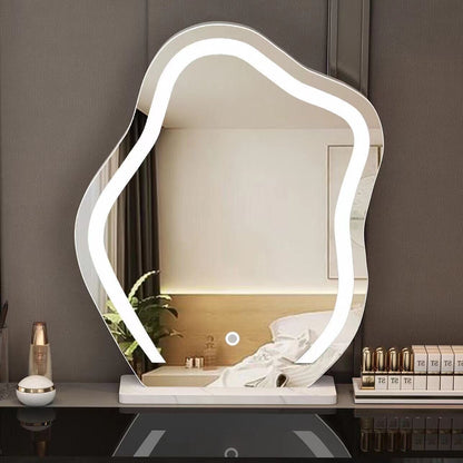 Cloud-shaped LED vanity makeup mirror with 3 color lighting modes for dressing table
