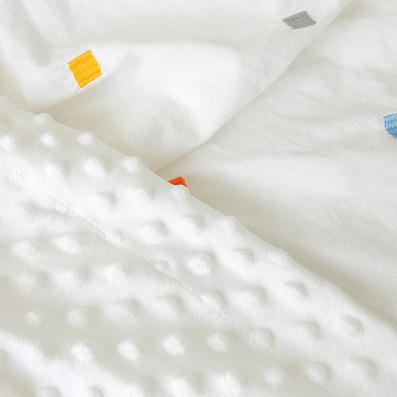 Korean embroidered cherry bear muslin cotton throw blanket for crib and bedding

