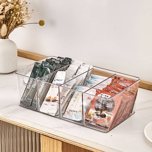 Transparent multi-layer storage box for tea, spices, and small home items
