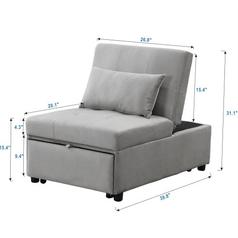 Folding Ottoman Sofa Bed Gray – Space-Saving Convertible Furniture for Modern Living