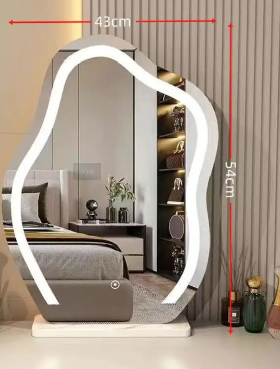 Cloud-shaped LED vanity makeup mirror with 3 color lighting modes for dressing table
