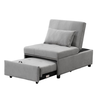 Folding Ottoman Sofa Bed Gray – Convertible Space-Saving Guest Bed for Small Spaces

