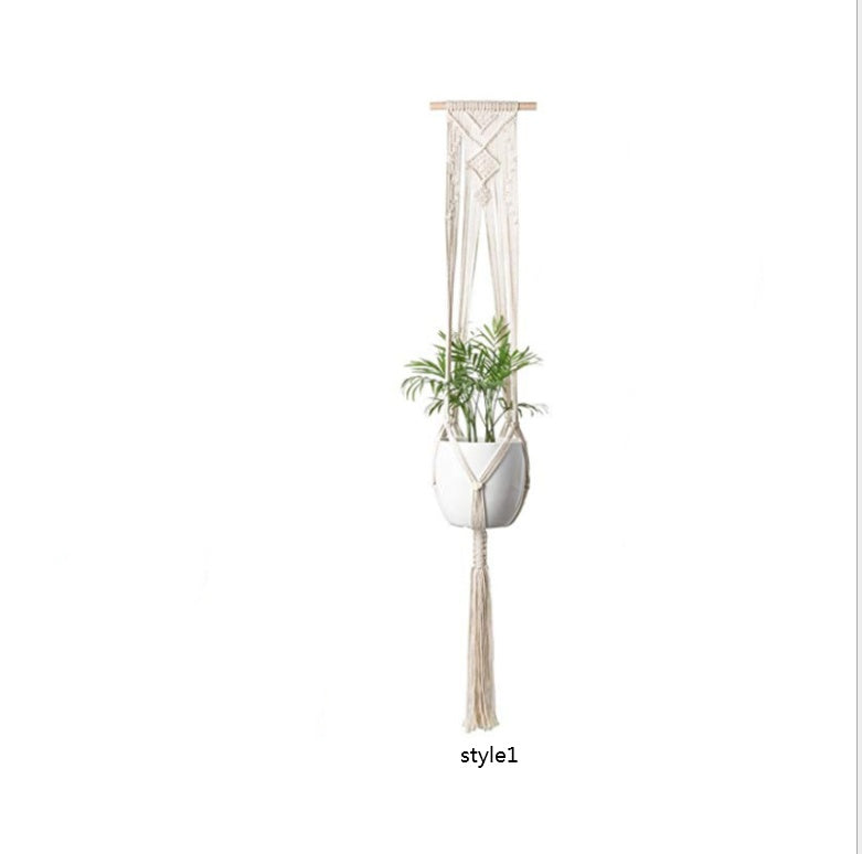 4-Pack Macrame Hanging Baskets – Boho Wall Planters & Storage Organizers