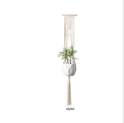 4-Pack Macrame Hanging Baskets – Boho Wall Planters & Storage Organizers