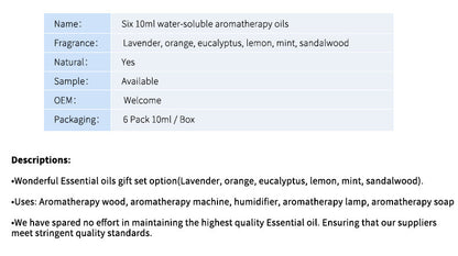 Water-soluble aromatherapy essential oil gift set for diffuser and spa