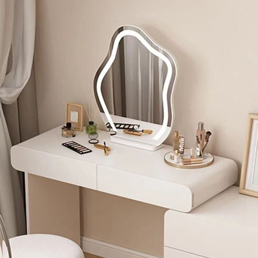 Cloud-shaped LED vanity makeup mirror with 3 color lighting modes for dressing table

