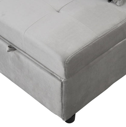 Folding Ottoman Sofa Bed Gray – Convertible Space-Saving Guest Bed for Small Spaces

