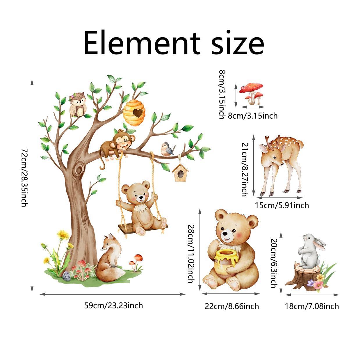 Peel and stick jungle animal train wall decals for kids nursery or playroom
