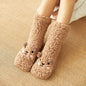 Cute cartoon dog fleece slipper socks, warm fluffy winter home socks for women

