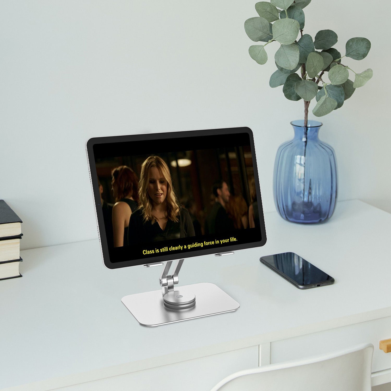 Foldable 360-degree adjustable tablet and phone stand for desk and online classes

