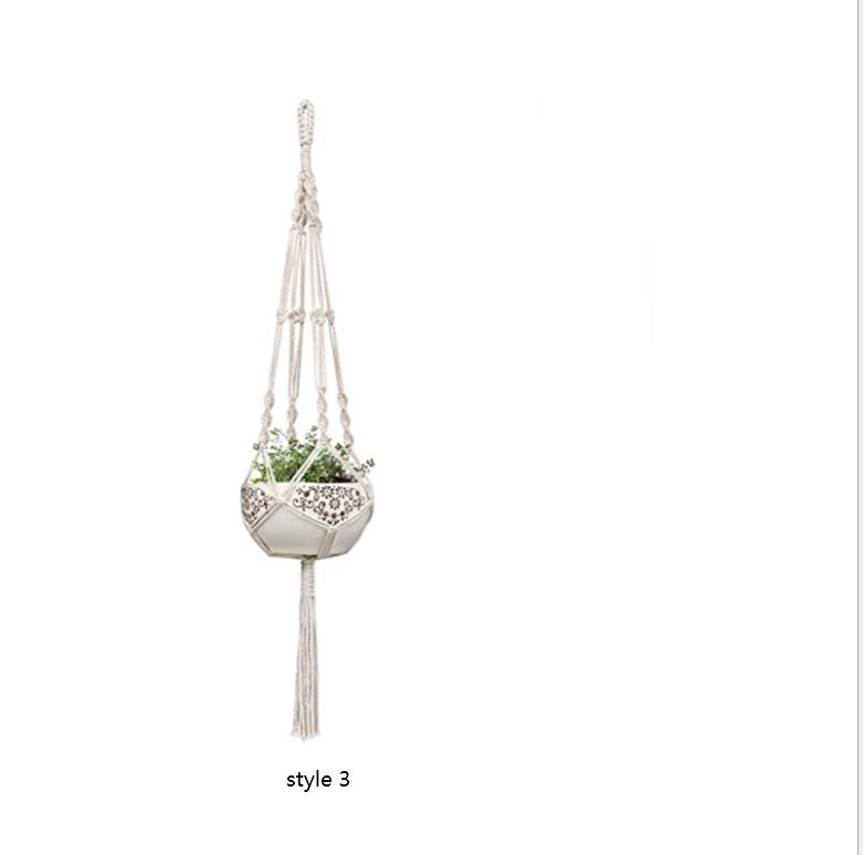 4-Pack Macrame Hanging Baskets – Boho Wall Planters & Storage Organizers
