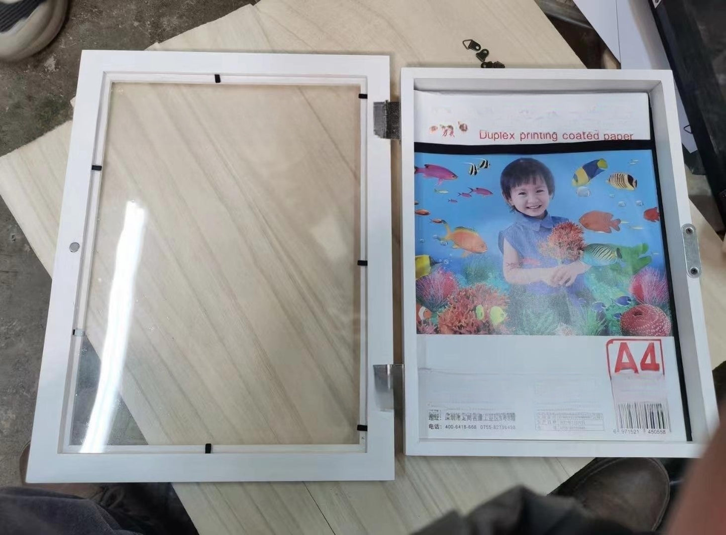 Kids artwork display frame for children’s drawings, crafts, and school art projects
