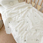 Korean embroidered cherry bear muslin cotton throw blanket for crib and bedding

