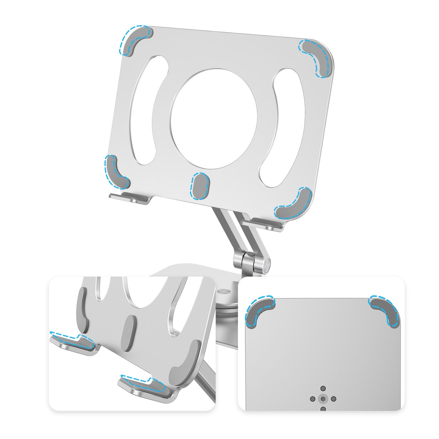 Foldable 360-degree adjustable tablet and phone stand for desk and online classes
