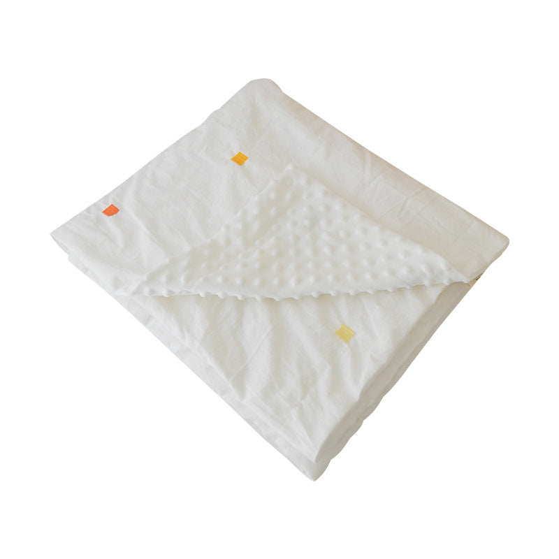 Korean embroidered cherry bear muslin cotton throw blanket for crib and bedding



